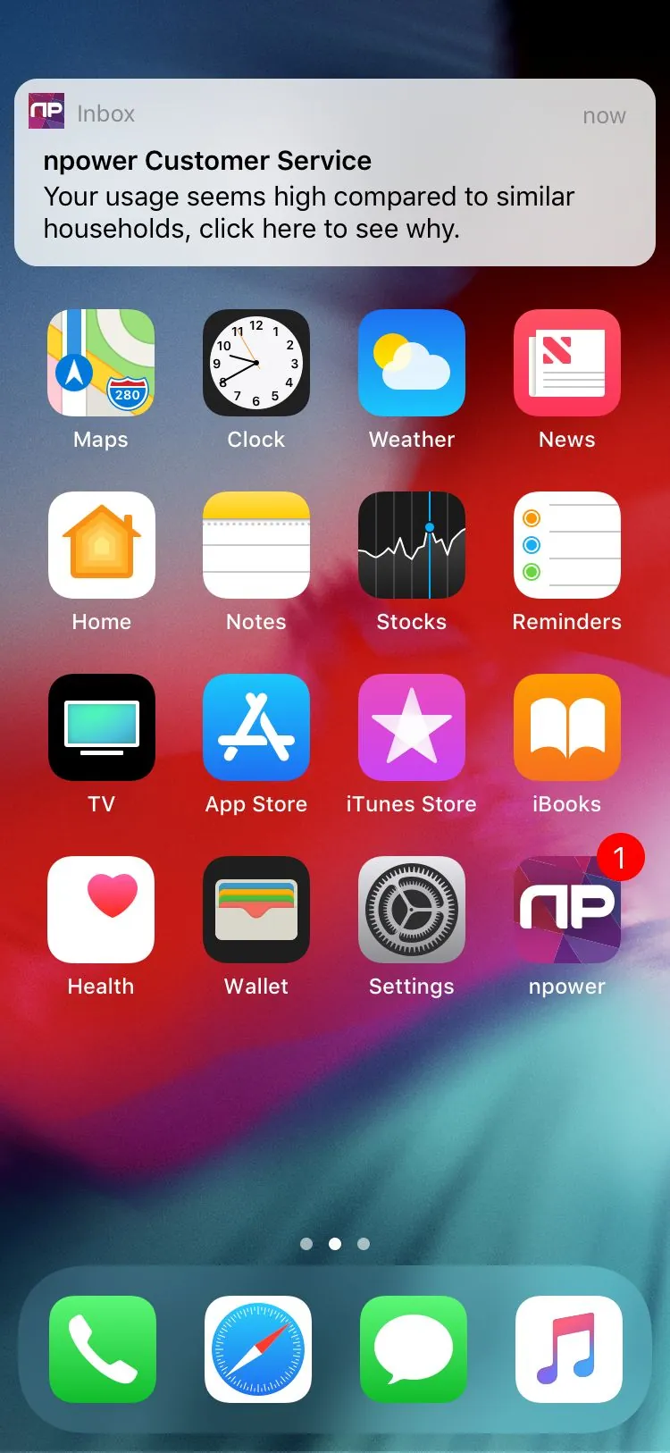 Notification that usage seems high compared with similar households