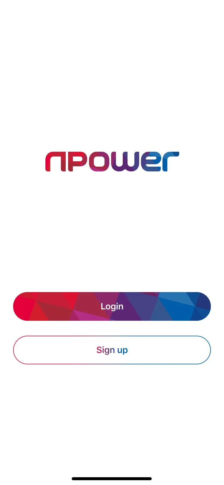 npower login and sign-up splash screen
