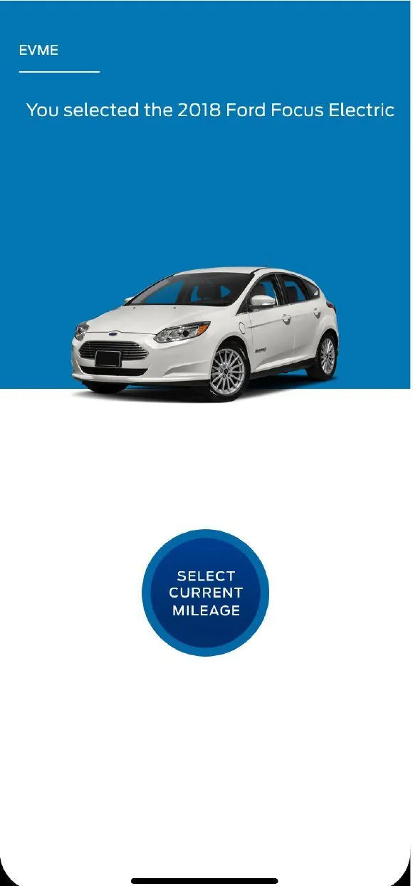 Onboarding confirming the comparison vehicle, a 2018 Ford Focus Electric